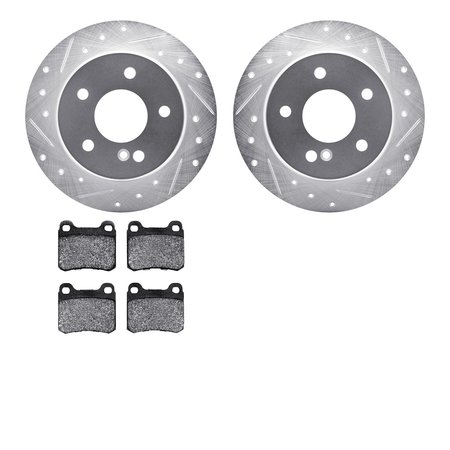 DYNAMIC FRICTION CO 7302-63030, Rotors-Drilled and Slotted-Silver with 3000 Series Ceramic Brake Pads, Zinc Coated 7302-63030
